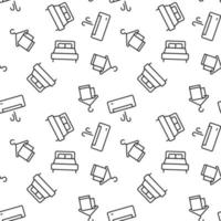 Seamless pattern of bed, towel, air conditioning made of line icons vector