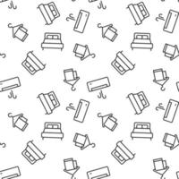 Seamless pattern of bed, towel, air conditioning made of line icons vector