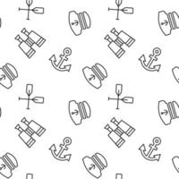 Seamless pattern of captain hat, anchor, paddles. Suitable for shops, web sites and applications, media, backgrounds vector