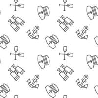 Seamless pattern of captain hat, anchor, paddles. Suitable for shops, web sites and applications, media, backgrounds vector