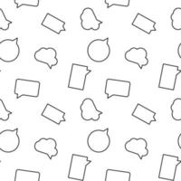 Monochrome vector seamless pattern of speech bubbles in form of oval, cloud and rectangle for web sites and polygraphy