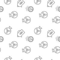 Seamless vector repeating pattern of robot vacuum cleaner, teapot, fan made of line icons for polygraphy and websites