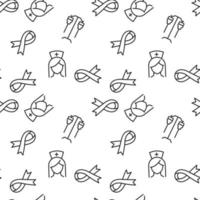 Seamless pattern of nurse, pink ribbon, cancer symbol, dropper. Suitable for shops, web sites and applications, media, backgrounds vector