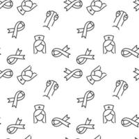 Seamless pattern of nurse, pink ribbon, cancer symbol, dropper. Suitable for shops, web sites and applications, media, backgrounds vector