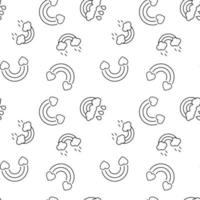 Monochrome vector seamless pattern of rainbow with rain and hearts for web sites and polygraphy