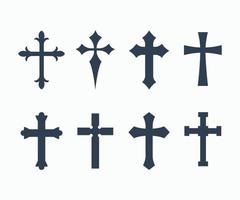 Christian cross vector symbol flat style. Set of different crosses icon