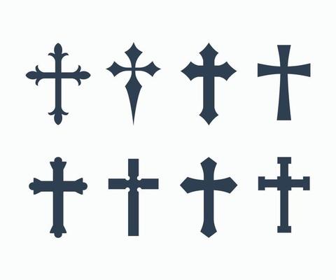 Decorative crucifix religion catholic symbol, Christian crosses. orthodox  faith church cross icons design, isolated flat set. 20340294 Vector Art at  Vecteezy