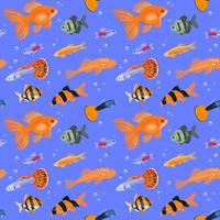 Seamless pattern with aquarium fishes. Colorful vector illustration.