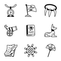 Pack of Hand Drawn Ancient Artifacts Icons vector