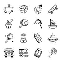 A Catchy Sketchy Icons Set of Toys vector