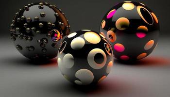 fotorrealista 3d esferas y pelotas de diferente colores. lustroso efecto 3d escena. foto