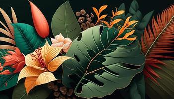exótico tropical hojas y flores foto
