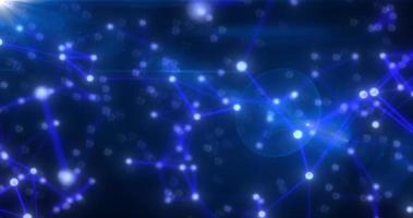 Abstract high tech blue glowing lines with dots and plexus triangles, abstract background photo