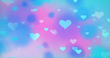 Corazones de amor voladores tiernos y brillantes sobre un fondo azul claro para el día de San Valentín foto