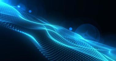 Abstract blue glowing waves from particles and dots energy magical futuristic hi-tech, abstract background photo