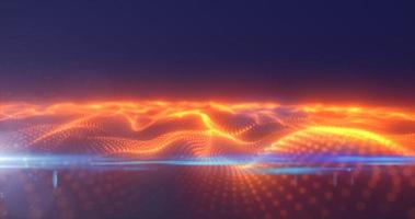 Abstract orange energy surface with magic waves of particles and points with an endation background of blur and glow with an abstract background photo