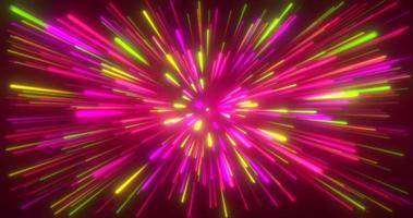 Abstract tunnel of multicolored red glowing bright neon laser energy beams lines abstract background photo