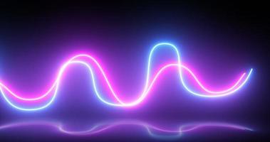 Abstract bright neon purple and blue energy light disco lines with reflections abstract background photo