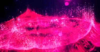 Abstract red futuristic landscape of particles and dots of energetic magic with glow and blur effect, abstract background photo