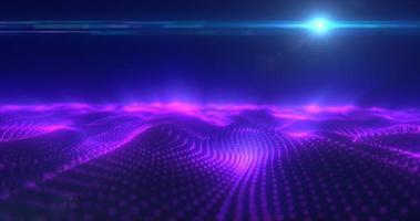 Abstract purple energy surface with magic waves of particles and points with an endation background of blur and glow with an abstract background photo