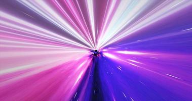 Abstract glowing space tunnel flying at high speed from bright energy futuristic high-tech lines background photo