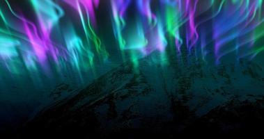 The abstract background of the multi -colored northern lights and mountains in the north, a bright iridescent realistic light light in the sky photo