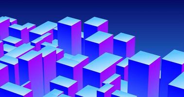 Abstract 3d cubes rectangles blue gradient in the form of a big city with skyscrapers abstract background photo