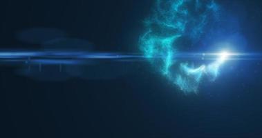 Abstract flying energy meteor particle comet space magical blue futuristic hi-tech, abstract background photo