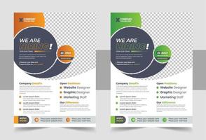 Job Vacancy Flyer Template, Job Recruitment Flyer, We are Hiring Job Flyer design vector