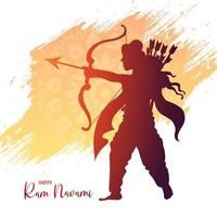 Shri ram navami celebration greeting card hindu festival background vector