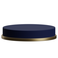 3d geven van leeg blauw en goud luxe podium Product Scherm element png