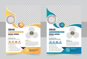 Colorful school admission flyer template design. Kids school design for poster, and banner. Education flyer vector