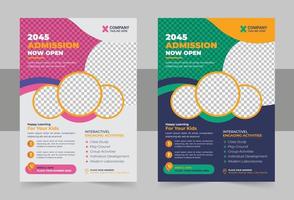 Colorful school admission flyer template design. Kids school design for poster, and banner. Education flyer vector