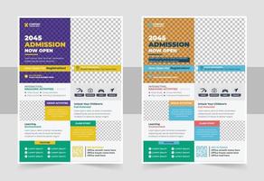 Colorful school admission flyer template design. Kids school design for poster, and banner. Education flyer vector