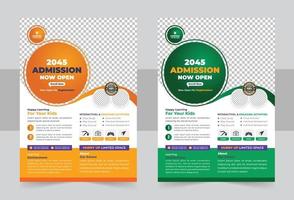 Colorful school admission flyer template design. Kids school design for poster, and banner vector