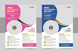 Colorful school admission flyer template design. Kids school design for poster, and banner vector