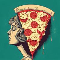 Pizza en mente ilustración 3d foto