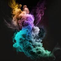 fantasía de colores fumar niebla y nubes en negro generativo ai foto