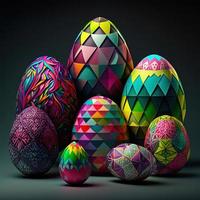 Holiday Easter eggs background Colorful Festive Easter Abstractly Decorated Eggs photo