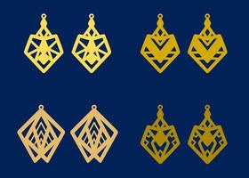 A collection of Earrings templates with geometric shapes. Isolated stencils pattern suitable for handmade work, laser cutting and printing. Jewelry Template. vector