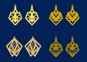 A collection of Earrings templates with geometric shapes. Isolated stencils pattern suitable for handmade work, laser cutting and printing. Jewelry Template. vector