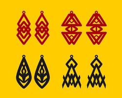 A collection of Earrings templates with geometric shapes. Isolated stencils pattern suitable for handmade work, laser cutting and printing. Jewelry Template. vector