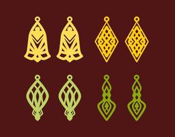 A collection of Earrings templates with geometric shapes. Isolated stencils pattern suitable for handmade work, laser cutting and printing. Jewelry Template. vector