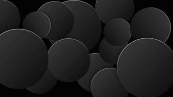 Black circle shapes on black background. Abstract geometric backdrop video