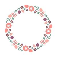 Colorful frame with cutout branches, flowers and easter eggs. Design element for greeting card, invitation, poster, social media vector