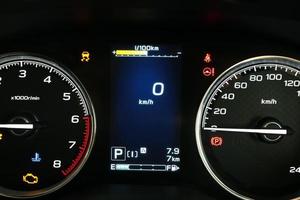 Operation warning lights and speedometer in the dashboard photo