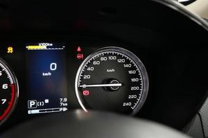 Operation warning lights and speedometer in the dashboard photo