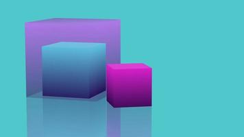 3D render of a cube with a background. Blue abstract backdrop video
