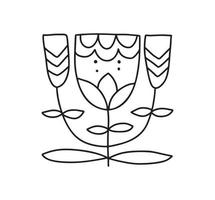Scandi line ethno logo flower modern abstract doodle boho ornament pattern. Abstract trendy line art print. Fashionable vector template for your design