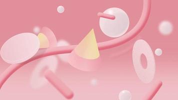 Abstract pink shapes background, 3D figures and objects. Motion design video